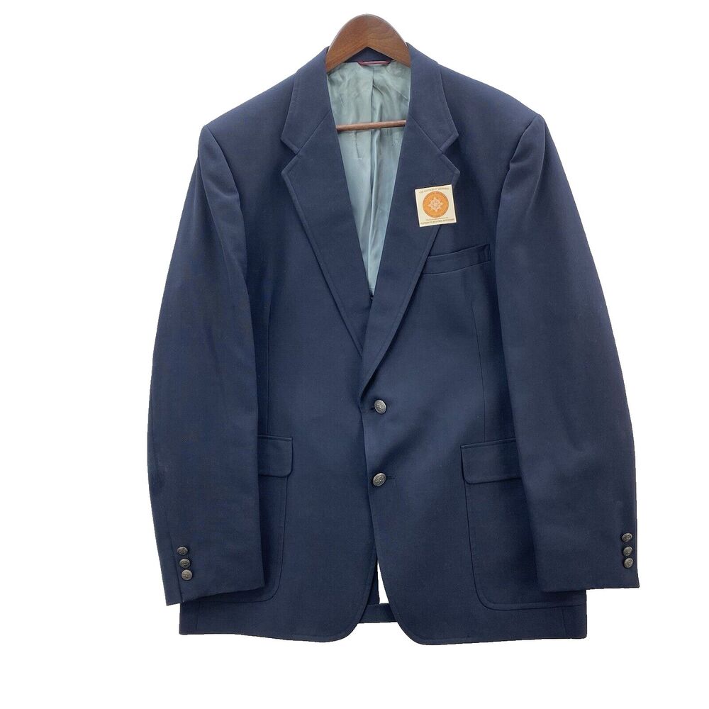VTG Jack Nicklaus Golden Bear Blazer Mens 46L Navy Blue Hart Schaffner Marx Golf